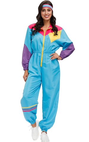 Womens 2 Pc Awesome 80s Ski Suit Costume